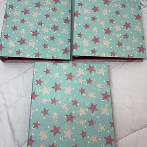 Set of 3 New GARTNER Studios 2” 3 ring binders Star Patterned Binders pink teal